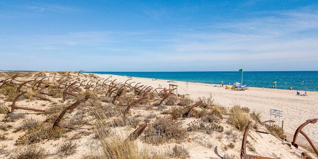 Praia do Barril - Barrier island beach reached by miniature train through the marshes