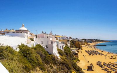 Golden cliffs and sandy coves along Albufeira's coastline