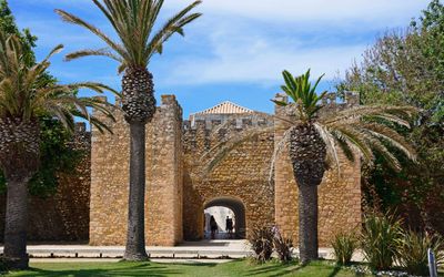 Arched entrance gate of the Castelo dos Governadores in the city walls of Lagos