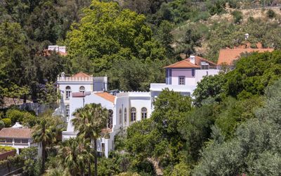 Historic spa village of Caldas de Monchique in a wooded valley below the serra