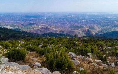 View from Fóia summit across the Algarve mountains and coastline